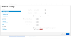 OctoPrint Software Settings
