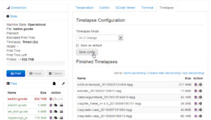 OctoPrint Software screenshot-timelapse